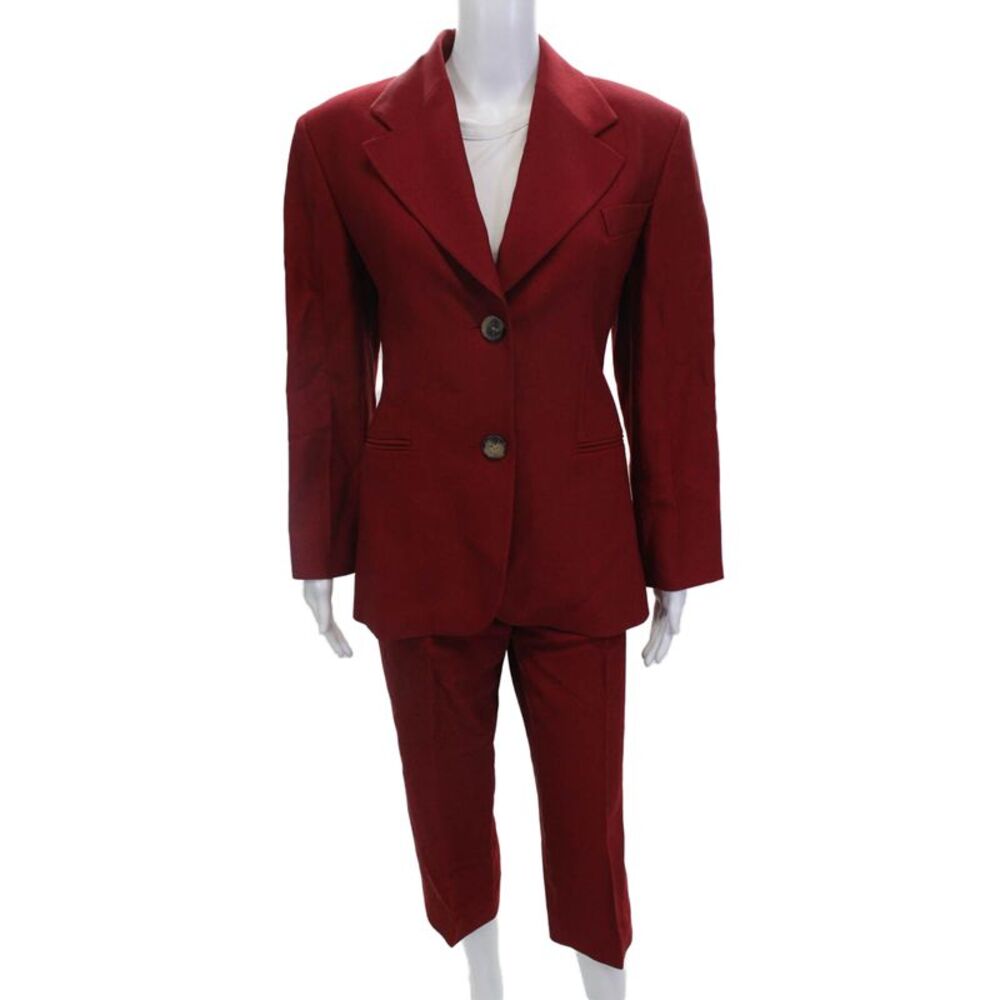 Khaite Womens Button Down Wide Lapel Pant Suit Red Size 4/6